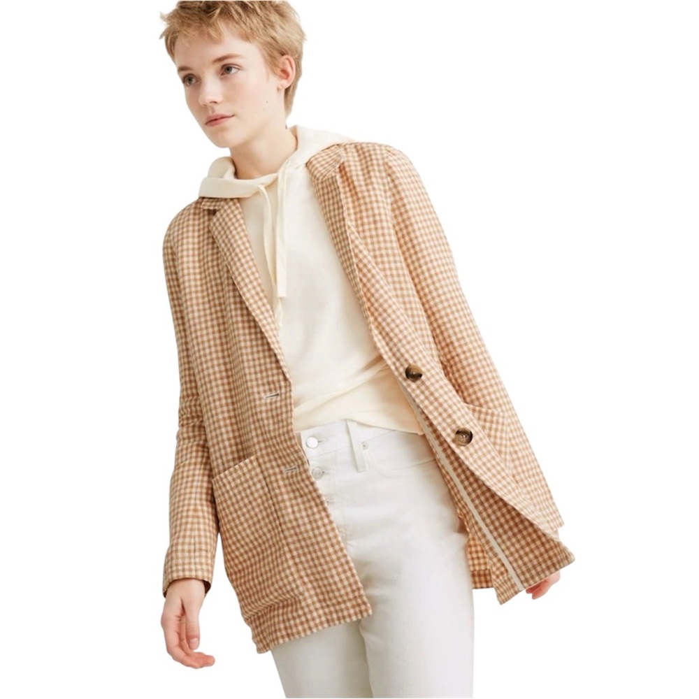 Madewell Linen Dorset Blazer in Gingham Check